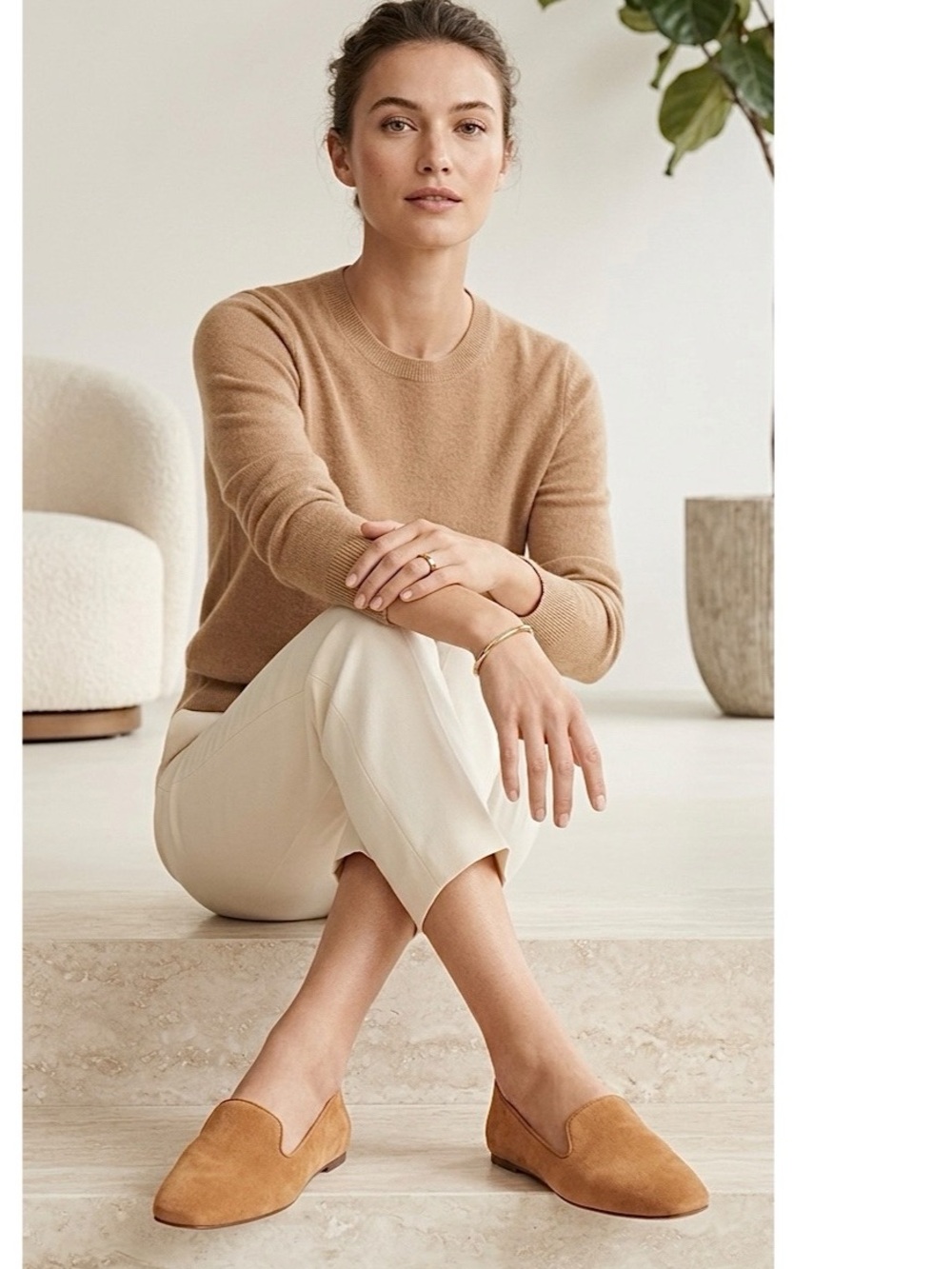New J. Crew Smoking Slippers Tan ‘Roasted Cider' Suede Loafers Flats Size 8.5
